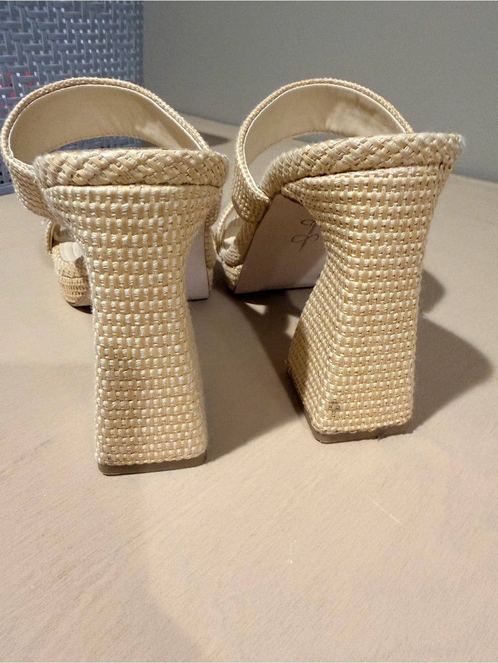 Jessica Simpson Woven Double-Strap Block Heel Sandals - Cream