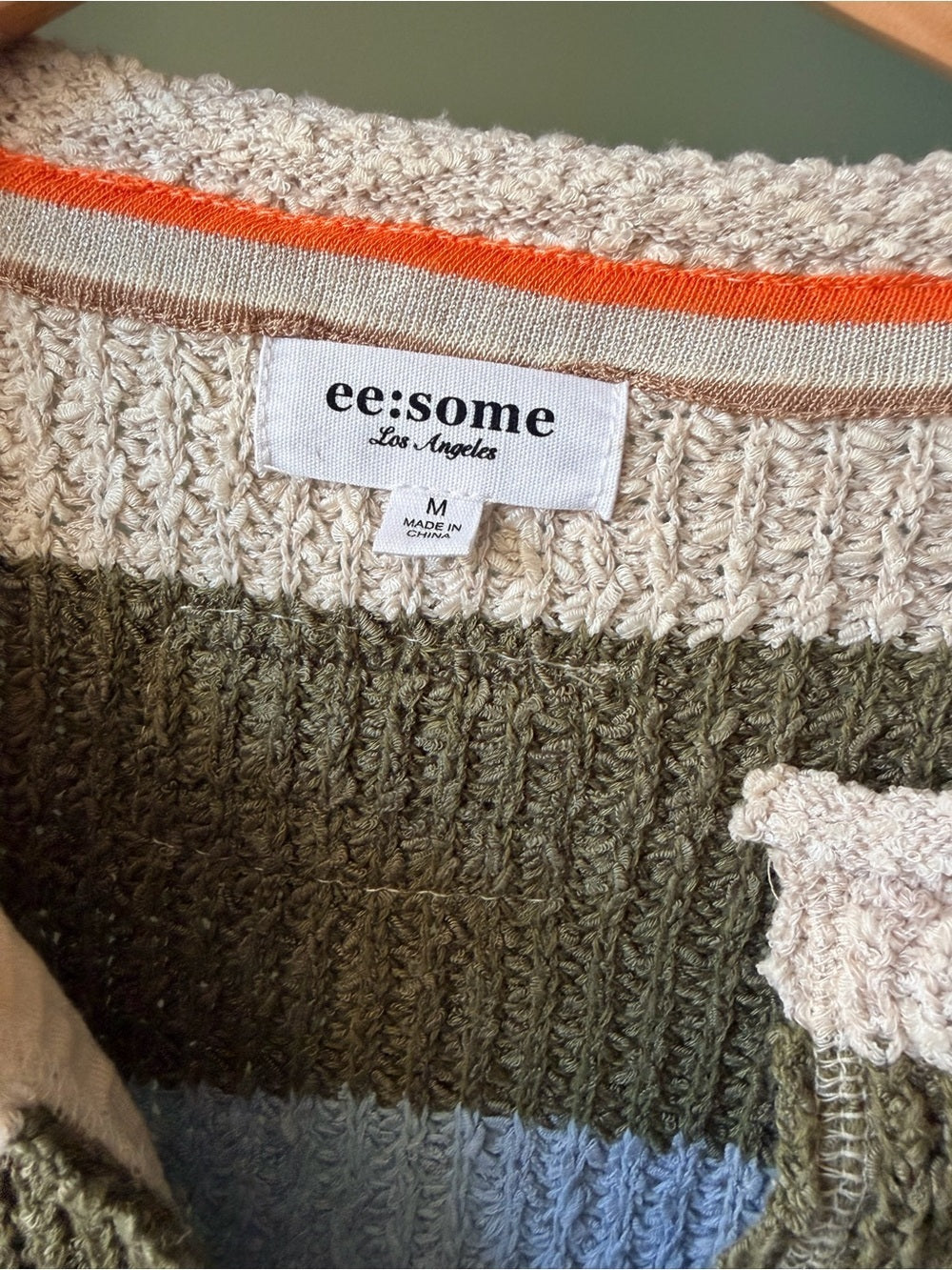 ee:some Los Angeles Colorblock Striped Open Knit Sweater Top Size M Boho