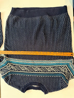 GT-0134 Merona Fair Isle Nordic Sweater L 100% Cotton Navy Teal