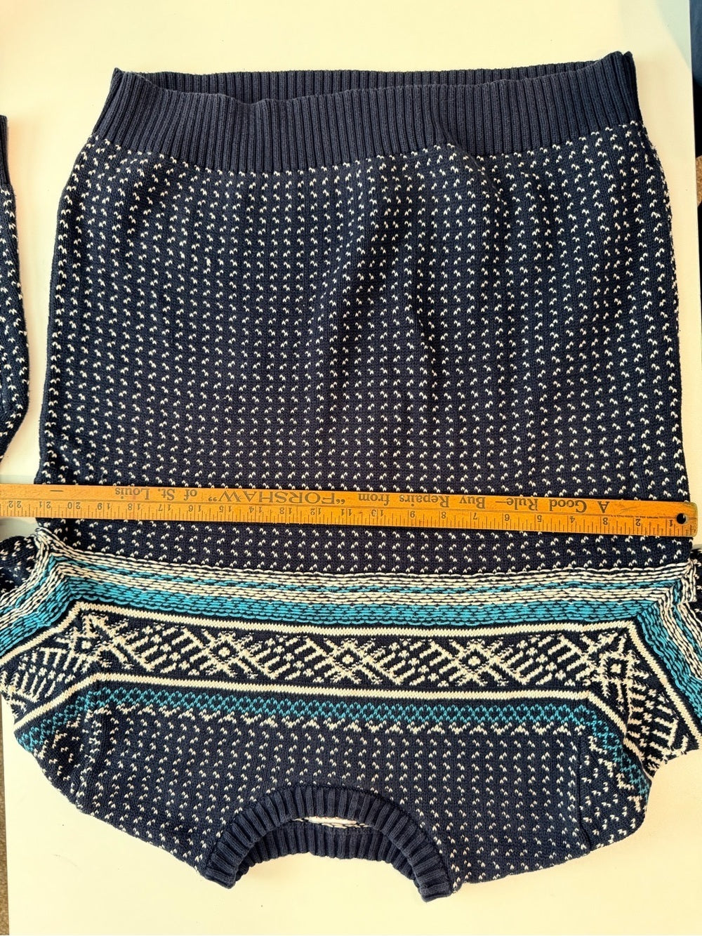 GT-0134 Merona Fair Isle Nordic Sweater L 100% Cotton Navy Teal