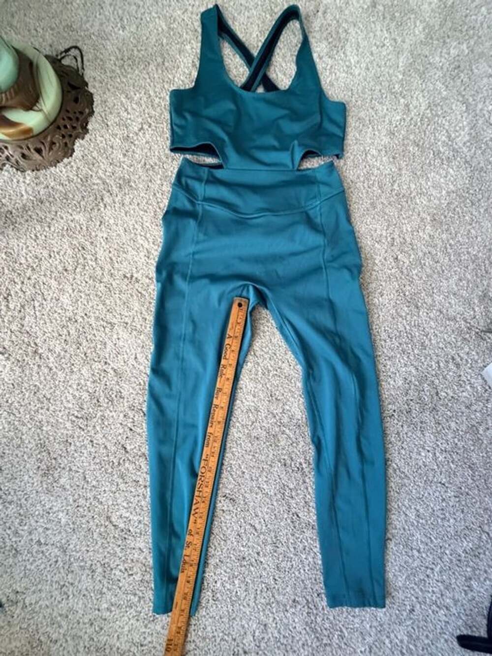 0023-Free People High-Waist Teal Leggings Set