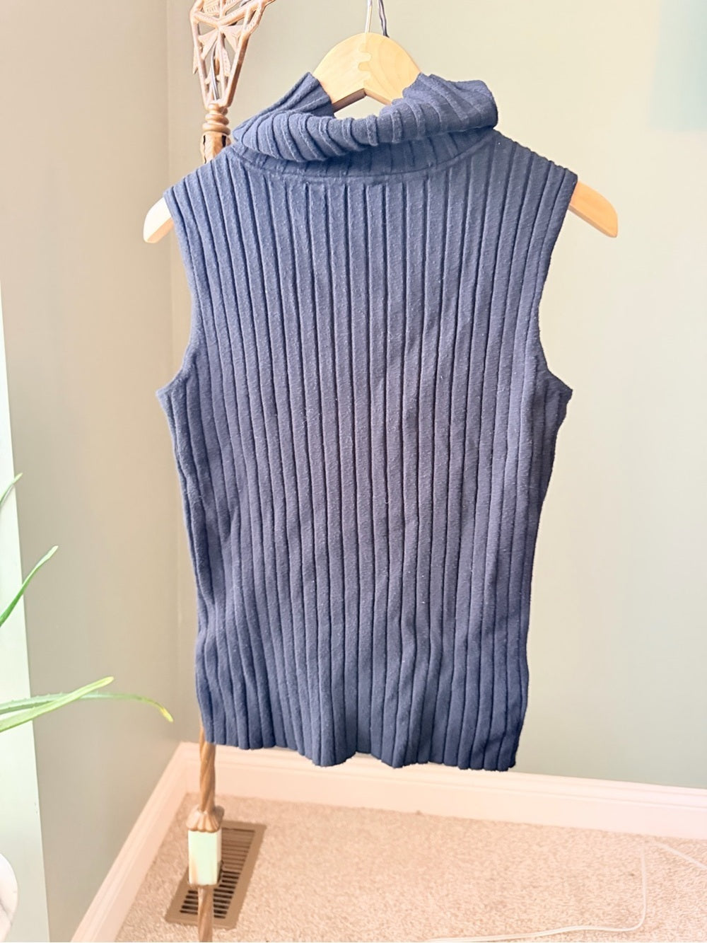 GT-0187 Soft Surroundings Black Ribbed Turtleneck Sweater S Sleeveless Top