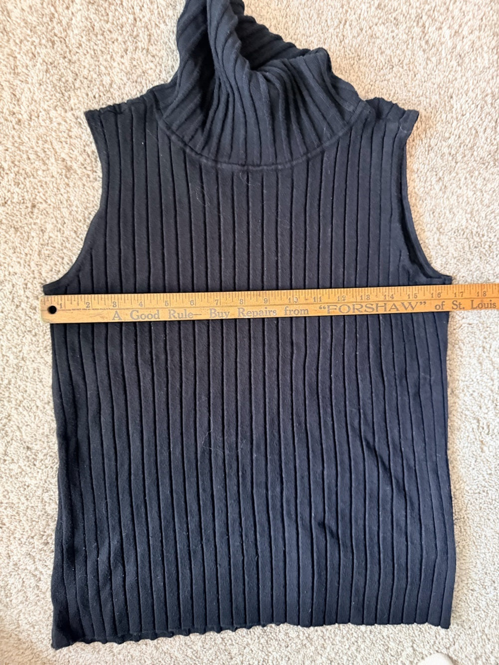 GT-0187 Soft Surroundings Black Ribbed Turtleneck Sweater S Sleeveless Top