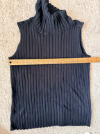 GT-0187 Soft Surroundings Black Ribbed Turtleneck Sweater S Sleeveless Top