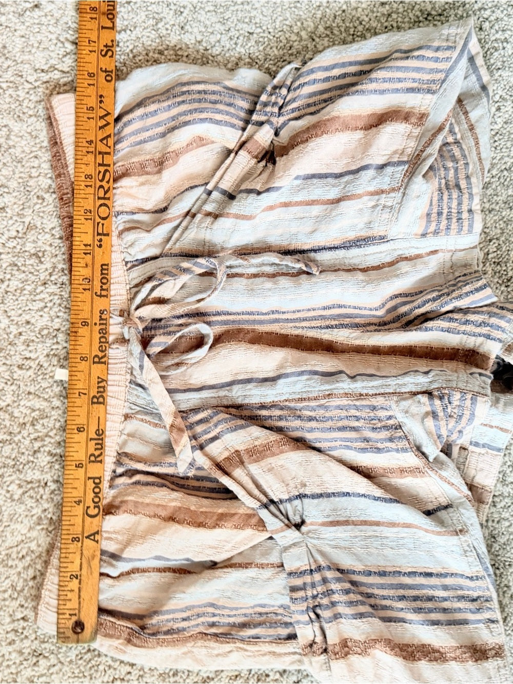 GT-0177 Free People Striped Textured Pull-On Shorts M Washed Blue NWT Detached