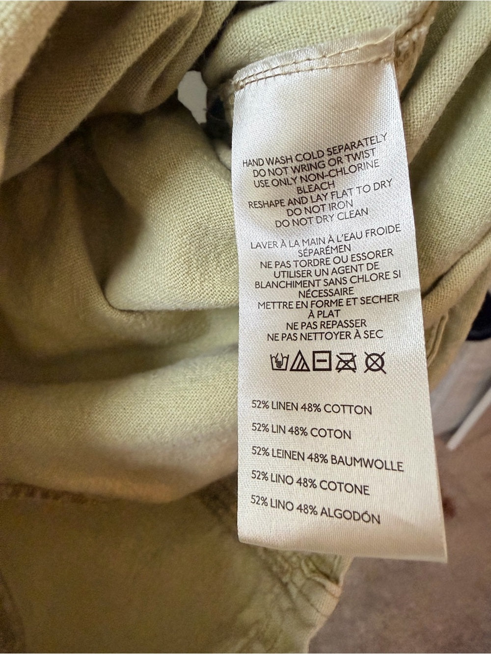 GT-0176 Free People Linen Blend Pull-On Shorts Warm Olive M Oversized Pockets