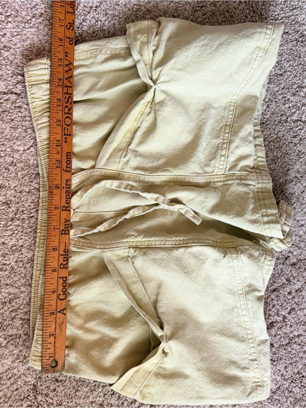 GT-0176 Free People Linen Blend Pull-On Shorts Warm Olive M Oversized Pockets