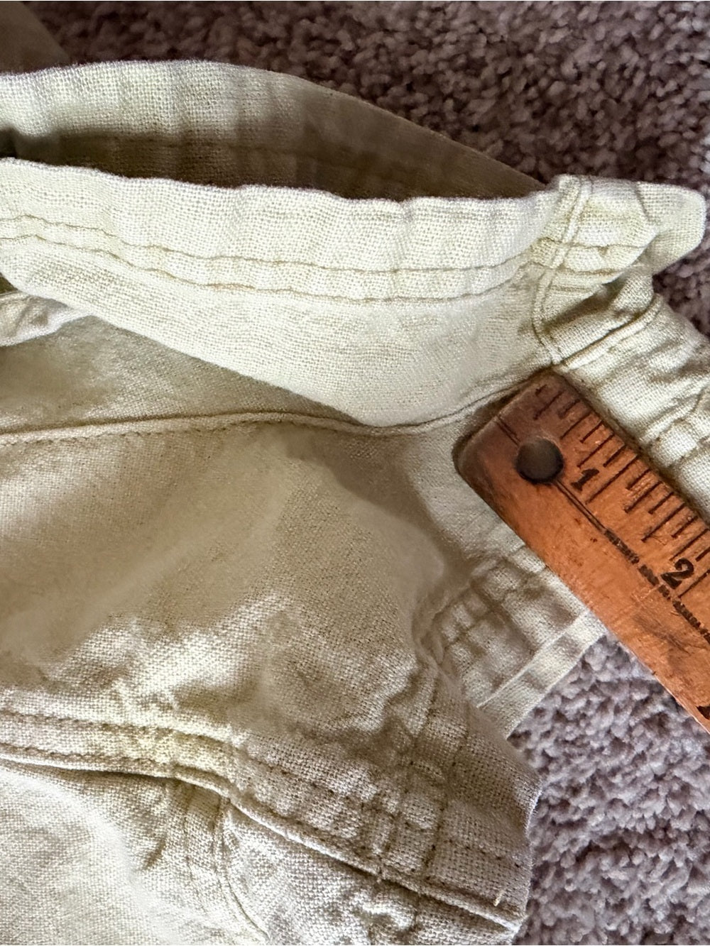 GT-0176 Free People Linen Blend Pull-On Shorts Warm Olive M Oversized Pockets