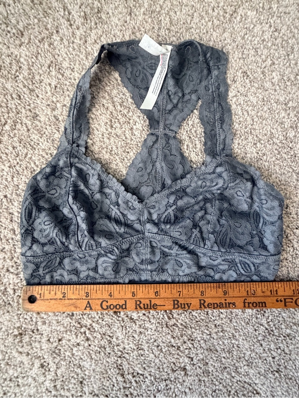 0026-Free People Intimately Lace Racerback Bralette Gray XS