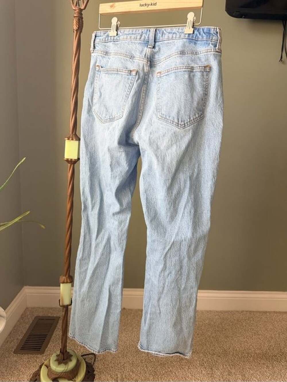 GT-0018 Abercrombie Curve Love Vintage Straight Jeans High Rise Distressed