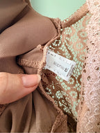 GT-0024-Sophie B Mauve Lace Deep V Bodysuit Small