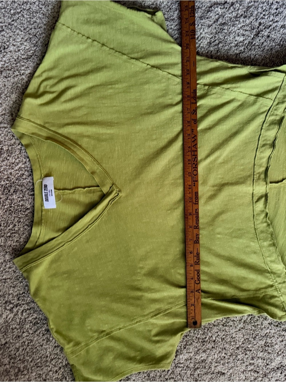 GT-0185 Double Zero Chartreuse Green V-Neck Relaxed Slub Knit Tee Size Small