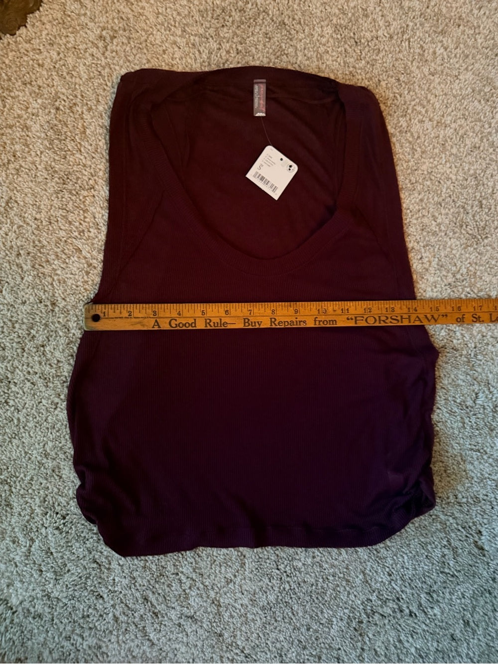 0032-Free People Sheer Ribbed Tank Top Cherry Mocha Size Small NWT