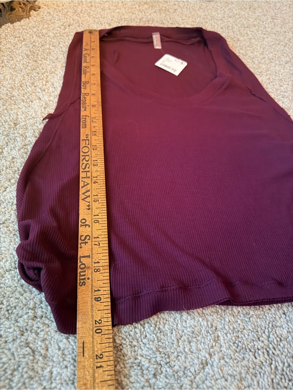 0032-Free People Sheer Ribbed Tank Top Cherry Mocha Size Small NWT