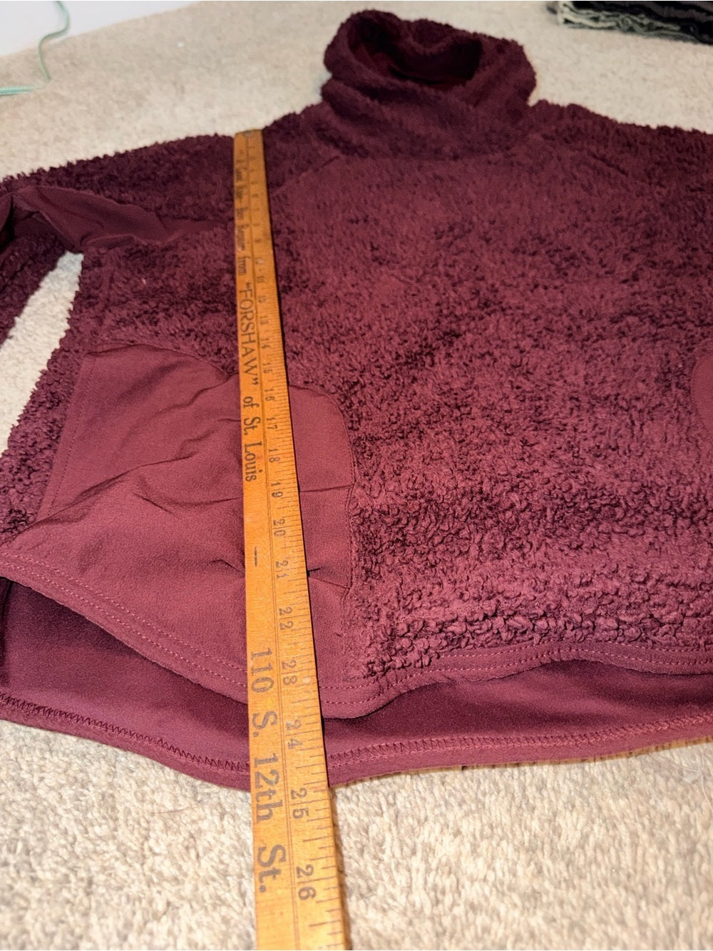 Nike Burgundy Sherpa Fleece Pullover Funnel Neck Sweatshirt Size Medium
