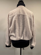 GT-0153 Fabletics Sherpa Fleece Quarter Zip Pullover S Cream Black Cozy