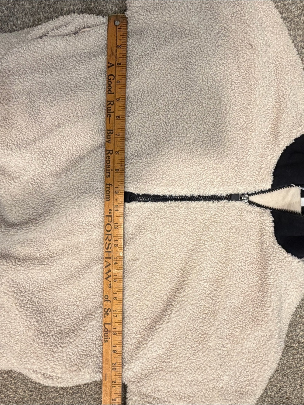 GT-0153 Fabletics Sherpa Fleece Quarter Zip Pullover S Cream Black Cozy
