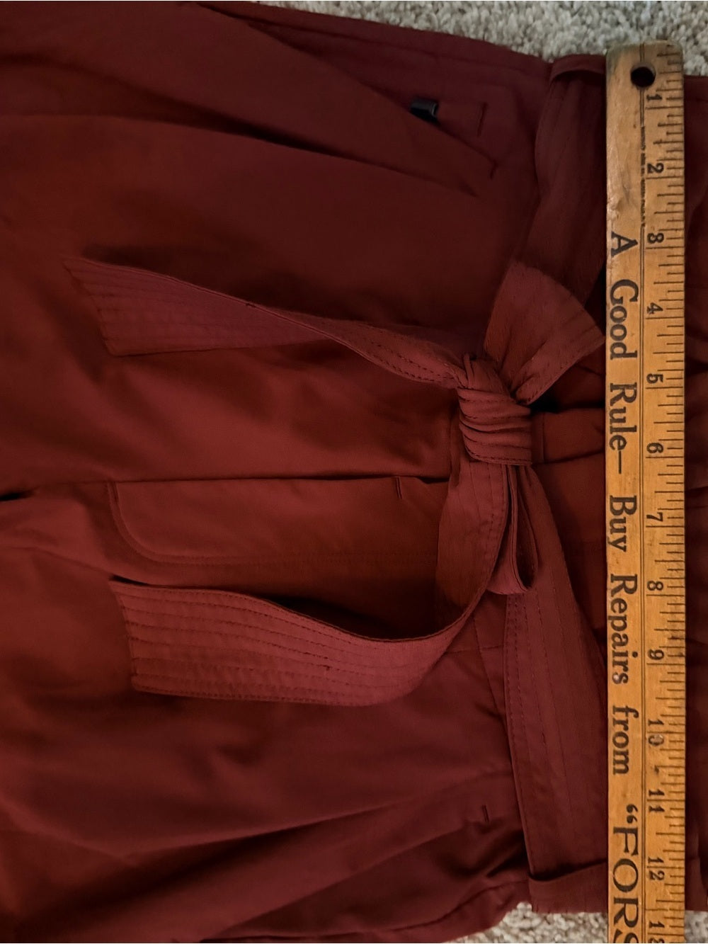 GT-0062 Athleta Belted Paperbag Waist Pants Rust Size 0