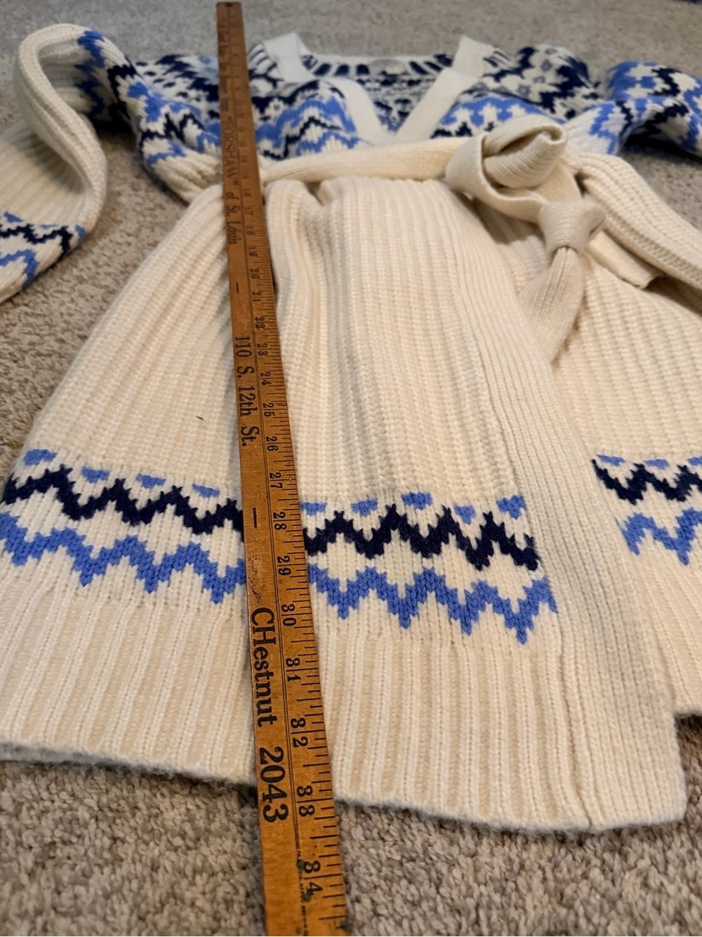 St. John’s Bay Fair Isle Belted Cardigan Sweater NWT Size L