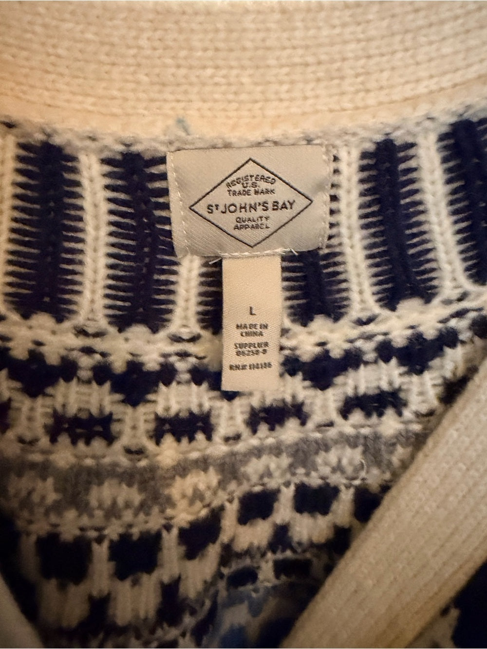 St. John’s Bay Fair Isle Belted Cardigan Sweater NWT Size L