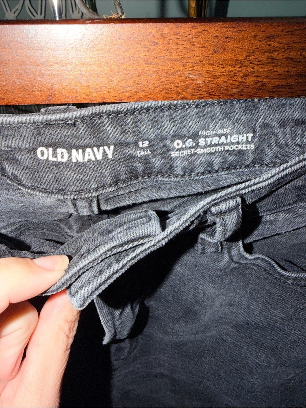 GT-0068 Old Navy O.G. Straight High-Rise Black Jeans Size 12 Tall
