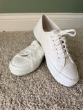 Superga White Embossed Leather Sneakers Size 8.5