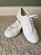 Superga White Embossed Leather Sneakers Size 8.5