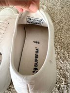 Superga White Embossed Leather Sneakers Size 8.5