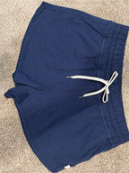 GT-0160 Vuori Navy Pull On Athletic Shorts Drawstring Dolphin Hem Pockets