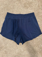 GT-0160 Vuori Navy Pull On Athletic Shorts Drawstring Dolphin Hem Pockets