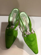 Via Spiga Vintage Lime Green Suede Slingback Heels 8.5B Made in Italy