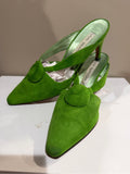 Via Spiga Vintage Lime Green Suede Slingback Heels 8.5B Made in Italy