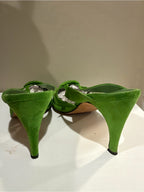Via Spiga Vintage Lime Green Suede Slingback Heels 8.5B Made in Italy
