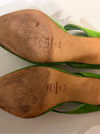 Via Spiga Vintage Lime Green Suede Slingback Heels 8.5B Made in Italy