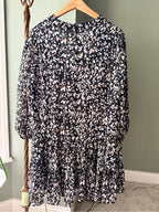 GT-0040 MELODAY Women’s Large Black Floral Tiered Mini Dress V-Neck