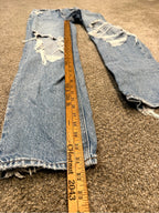 GT-0146 American Eagle Baggy Straight Jeans 00 Light Wash Ripped Y2K