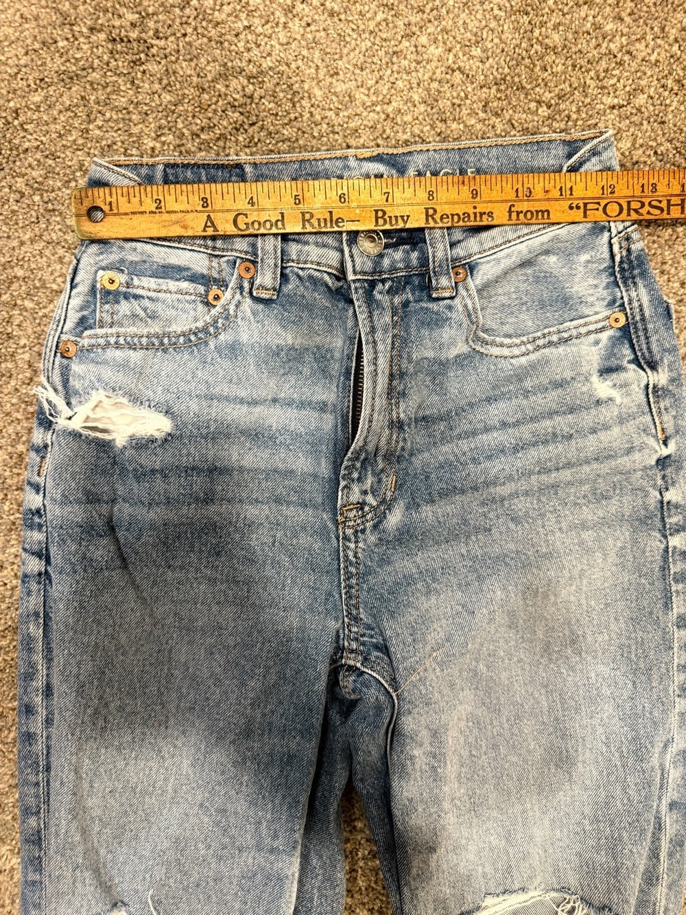 GT-0146 American Eagle Baggy Straight Jeans 00 Light Wash Ripped Y2K