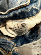 GT-0146 American Eagle Baggy Straight Jeans 00 Light Wash Ripped Y2K
