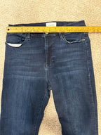 GT-0149 FRAME Le High Straight Jeans 30 Dark Wash Distressed Raw Hem