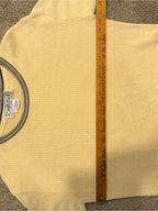 GT-0164 Carlisle 100% Silk Cream Ribbed Knit Top L navy Trim Quiet Luxury