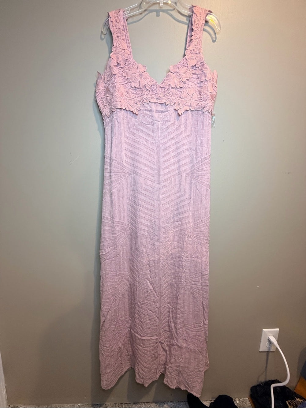 Free People Blush Pink Lace Trim Boho Maxi Dress Size M
