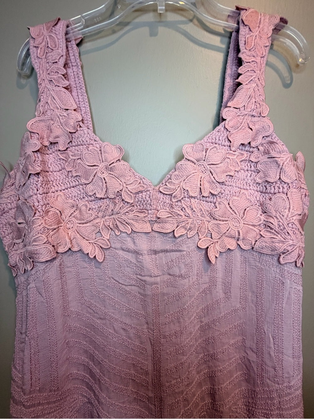 Free People Blush Pink Lace Trim Boho Maxi Dress Size M
