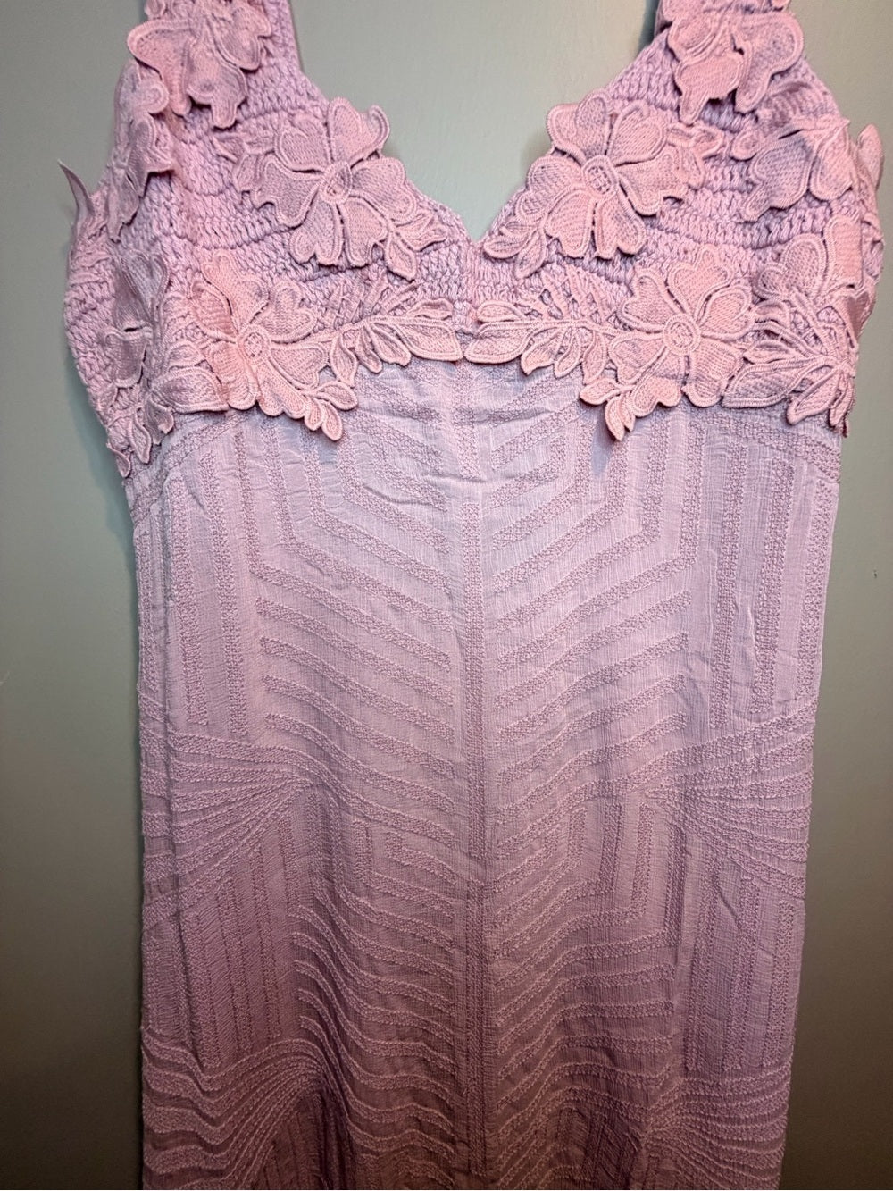 Free People Blush Pink Lace Trim Boho Maxi Dress Size M