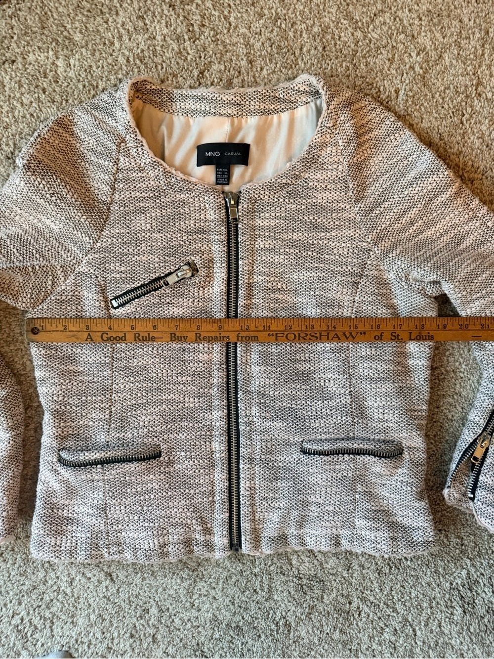 GT-0084 — MNG Mango Casual Bouclé Tweed Zip Jacket XL