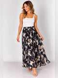GT-0087 Simply Vera Vera Wang Floral Pleated maxi skirt Large Black Cream