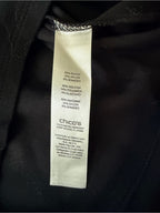 GT-0092 Chico’s Black Tunic Dress Size 2 Gold Zip Pockets Stretch