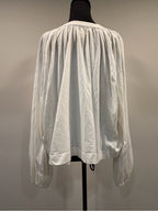 GT-0149 Maeve Anthropologie White Split Neck Balloon Sleeve Blouse M Boho