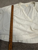 GT-0149 Maeve Anthropologie White Split Neck Balloon Sleeve Blouse M Boho