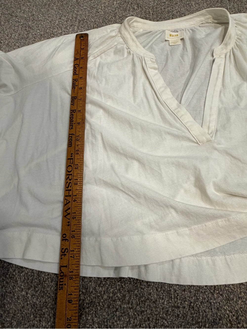 GT-0149 Maeve Anthropologie White Split Neck Balloon Sleeve Blouse M Boho