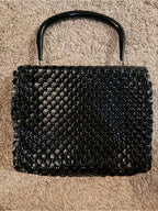 GT-0096 | Vintage Whiting & Davis Black Metal Mesh Lucite Handle Handbag
